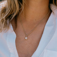 Gold Pavé Diamond Guiding Star Necklace