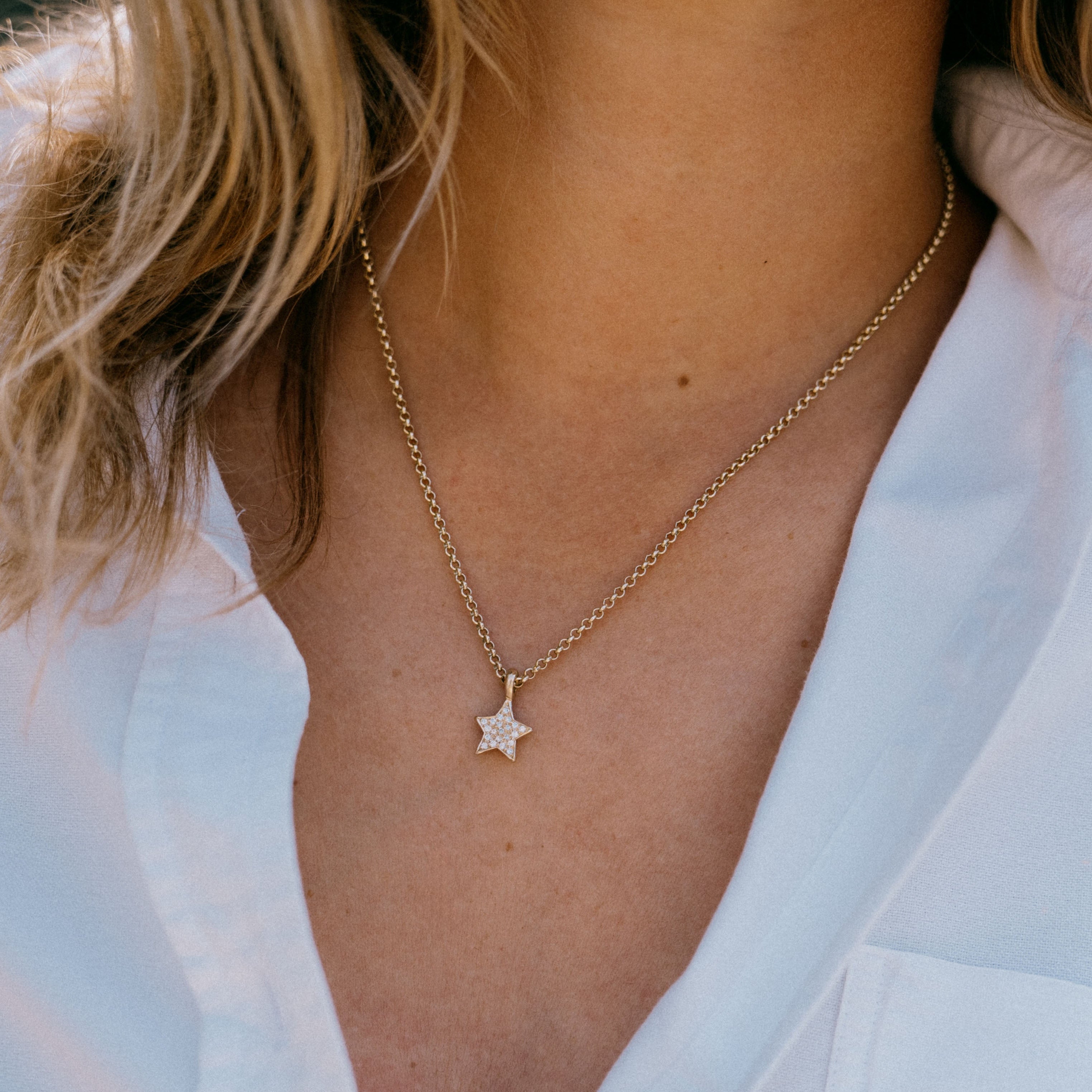 Gold Pavé Diamond Guiding Star Necklace