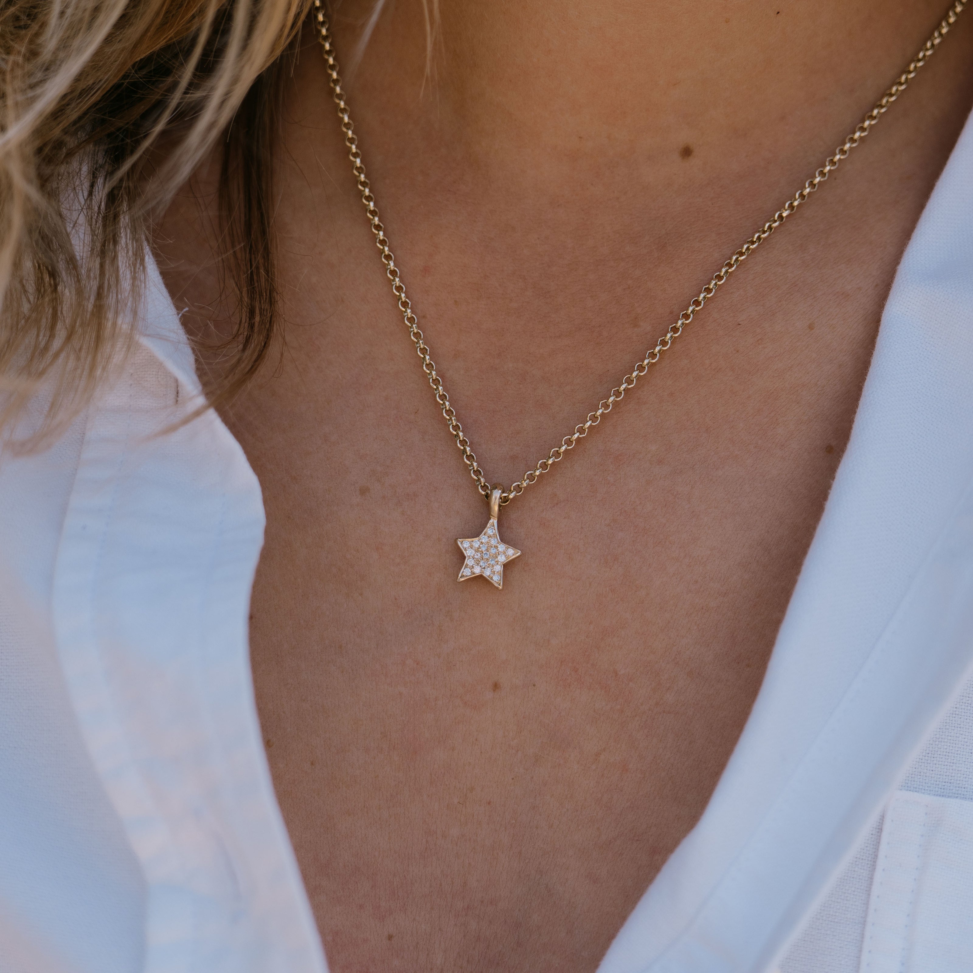 Gold Pavé Diamond Guiding Star Necklace