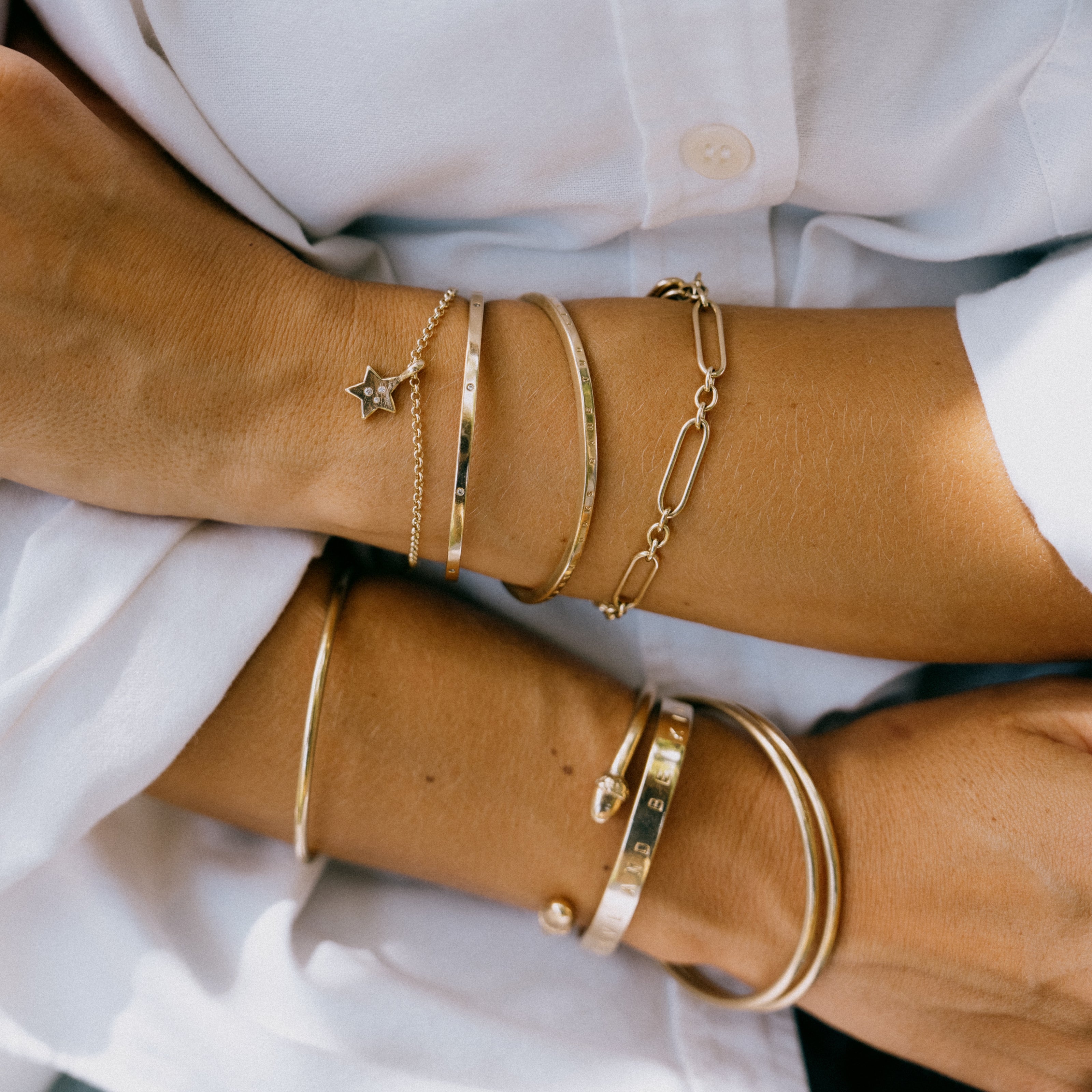 Gold Trio Diamond Guiding Star Chain Bracelet