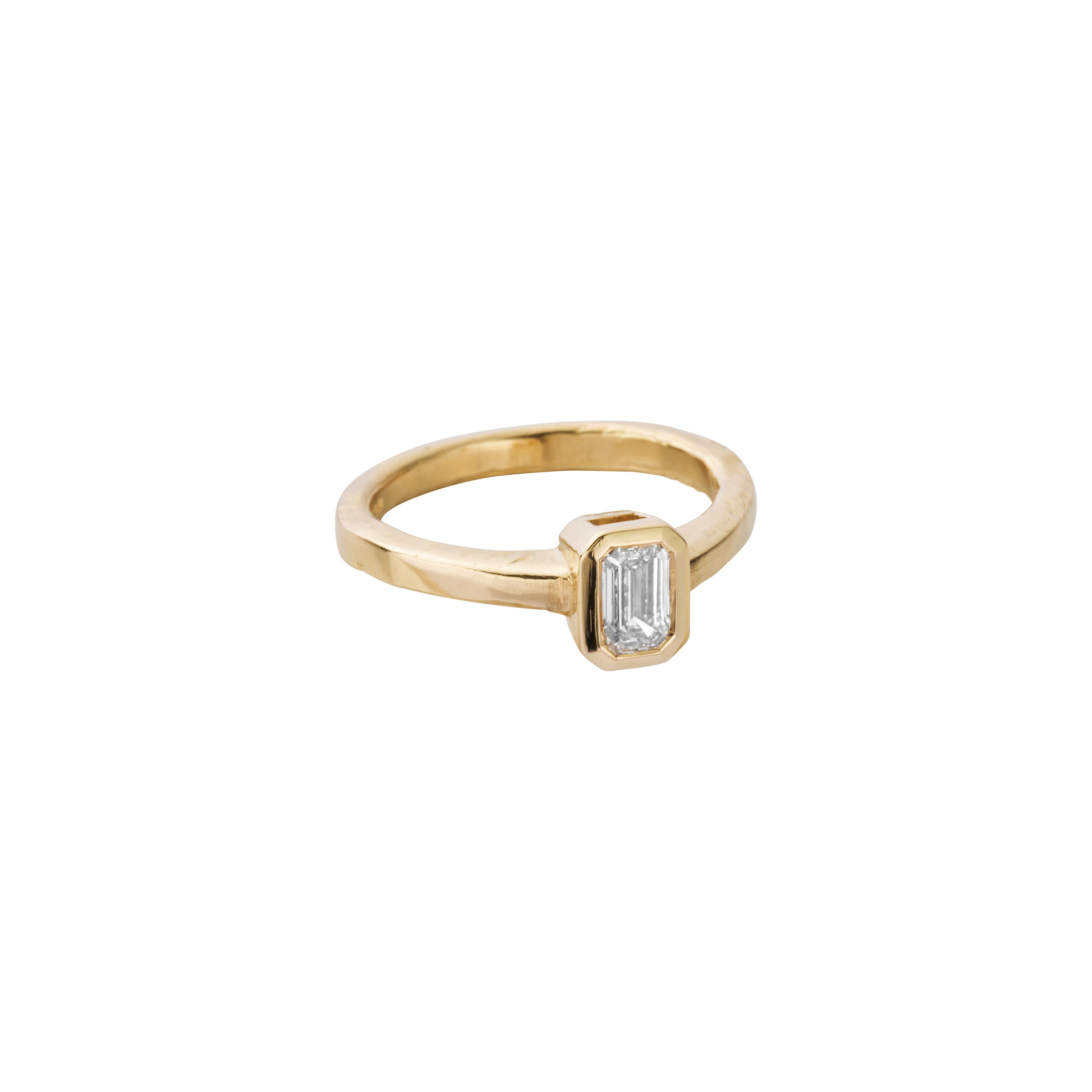 'The Heirloom' 9ct Gold Emerald 0.5ct Natural Diamond Bezel Engagement Ring