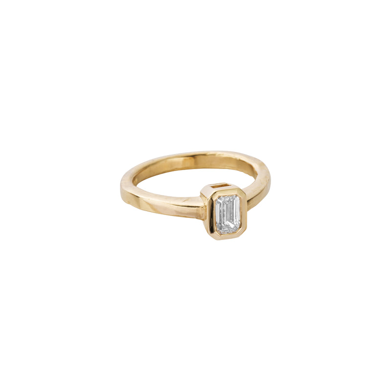 'The Heirloom' 9ct Gold Emerald 0.5ct Natural Diamond Bezel Engagement Ring