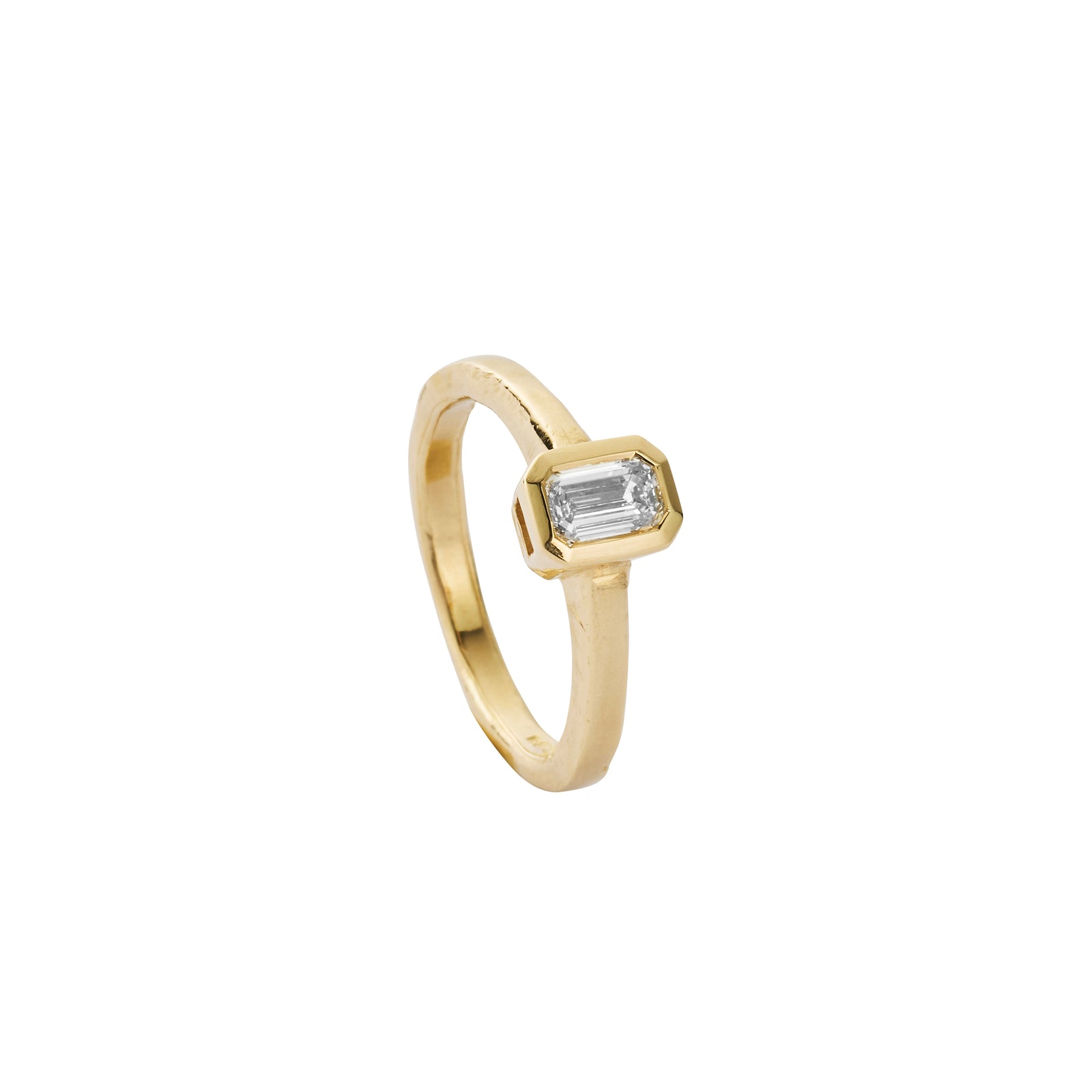 'The Heirloom' 9ct Gold Emerald 0.5ct Lab Grown Diamond Bezel Engagement Ring