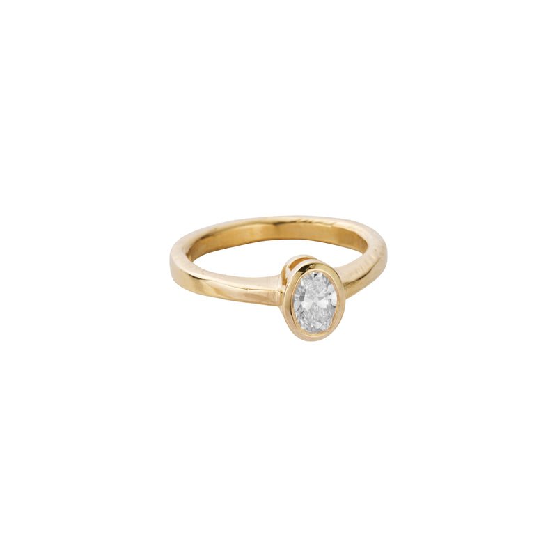 'The Story' 9ct Gold Oval 0.5ct Natural Diamond Bezel Engagement Ring