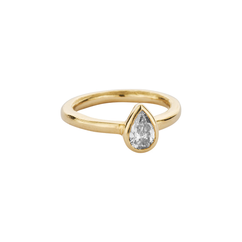 Bespoke Gold 0.5ct Pear Rubset Engagement Ring