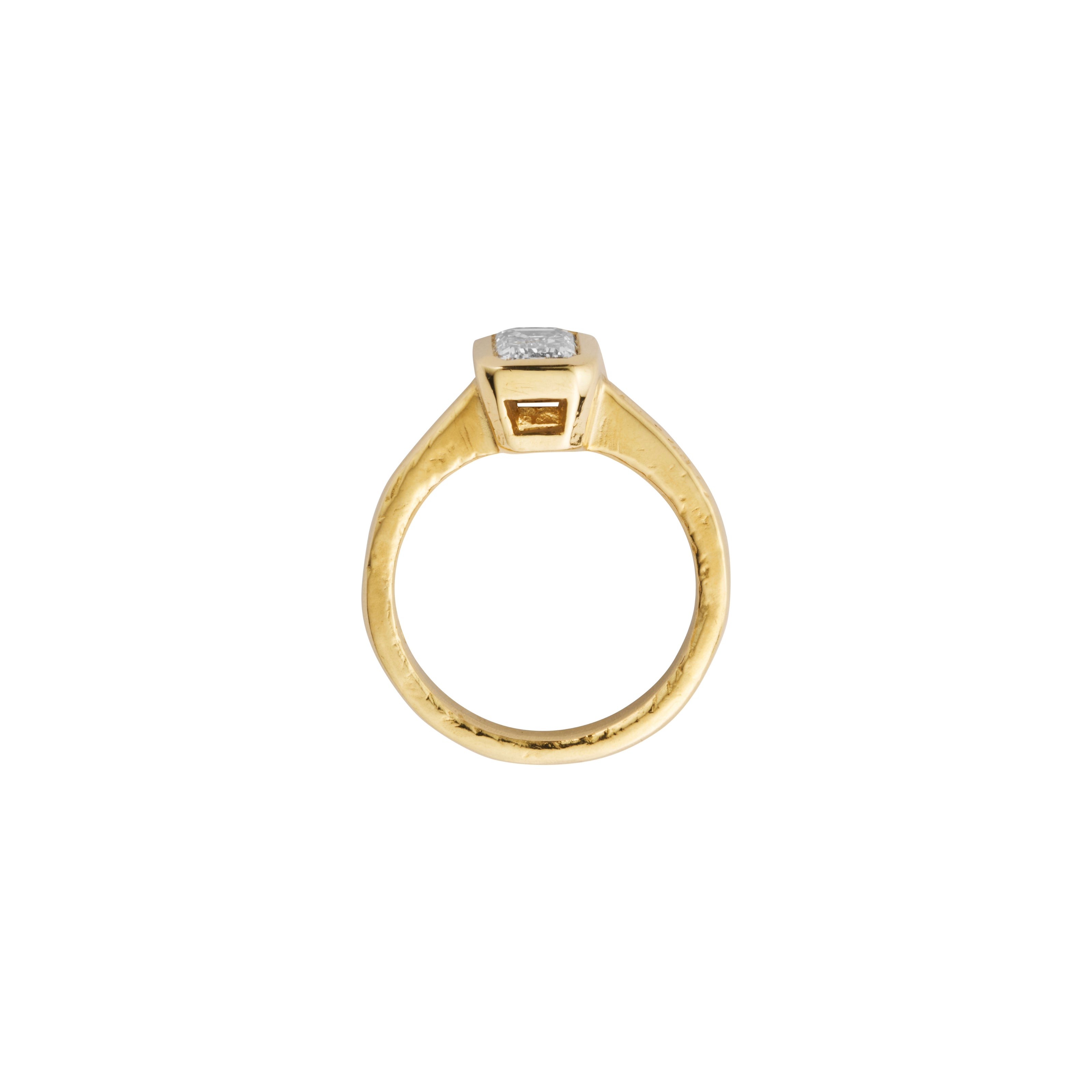 'The Heirloom' 9ct Gold Emerald 1ct Natural Diamond Bezel Engagement Ring