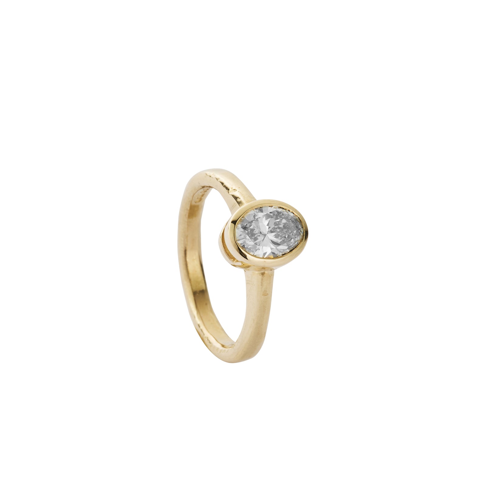 'The Story' 9ct Gold Oval 1ct Natural Diamond Bezel Engagement Ring