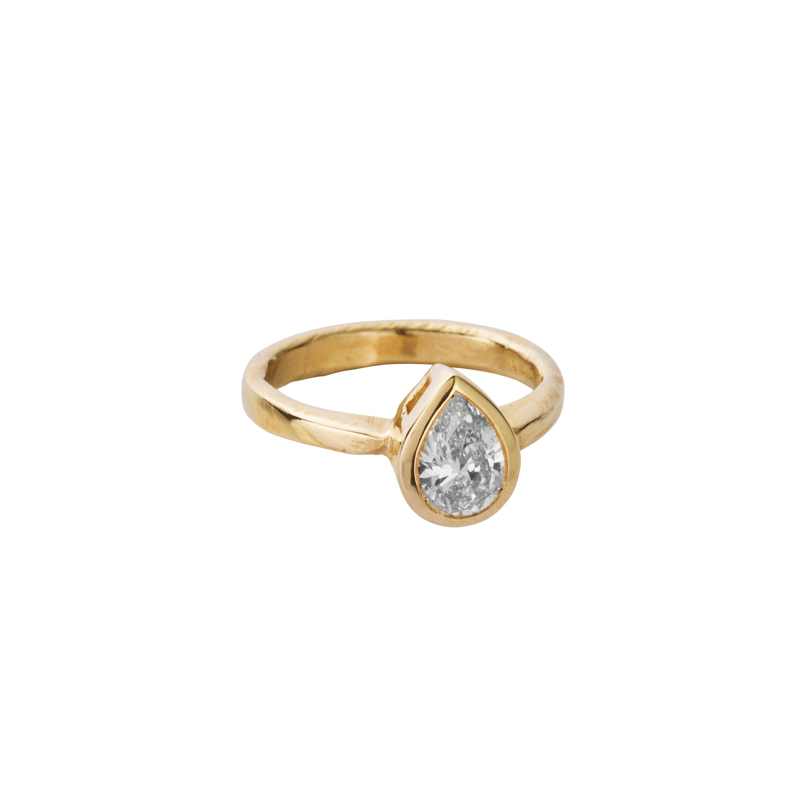 'The Muse' 9ct Gold Pear 1ct Natural Diamond Bezel Engagement Ring