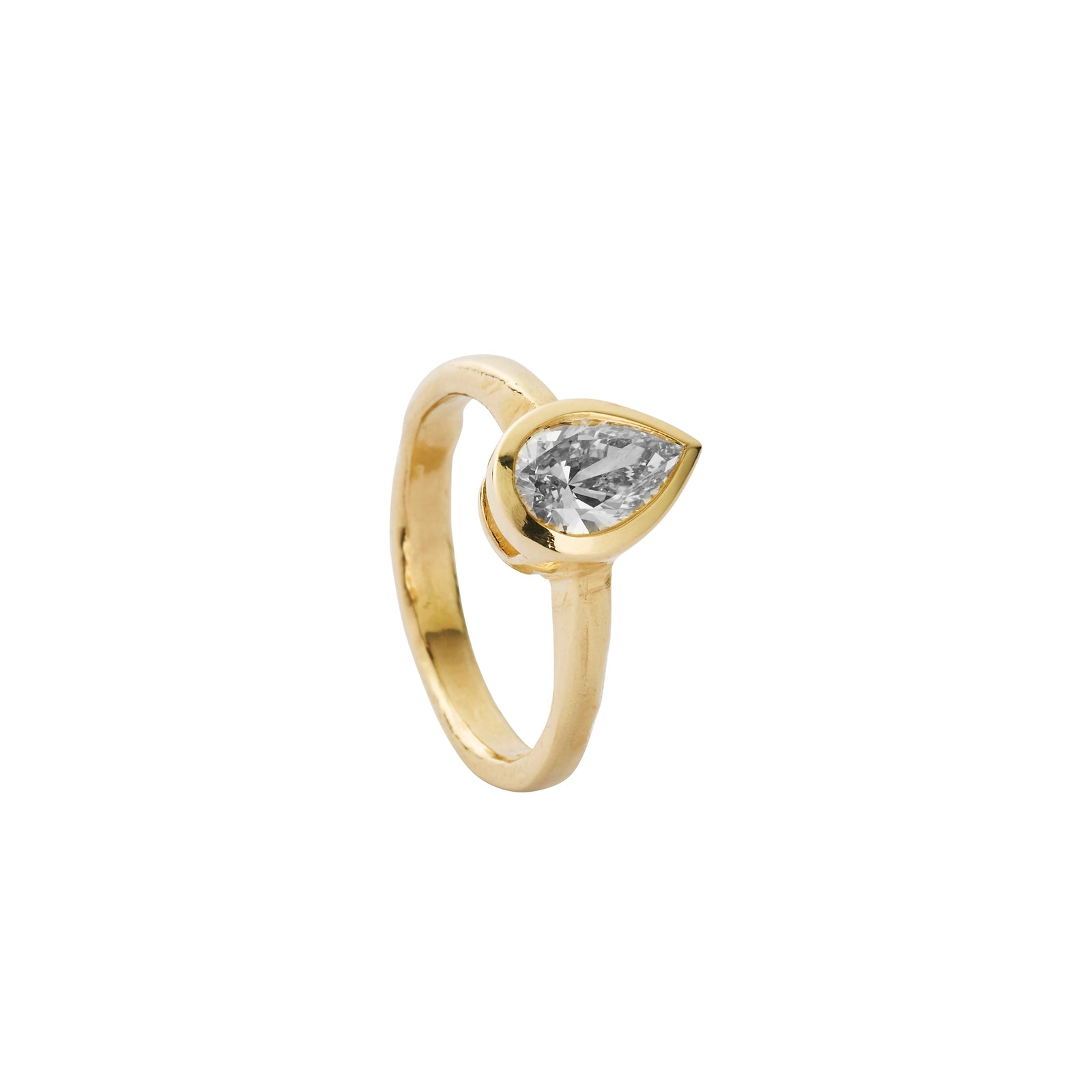 'The Muse' 9ct Gold Pear 1ct Lab Grown Diamond Bezel Engagement Ring