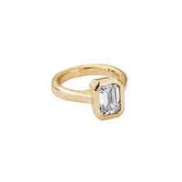 'The Heirloom' 9ct Gold Emerald 2ct Lab Grown Diamond Bezel Engagement Ring