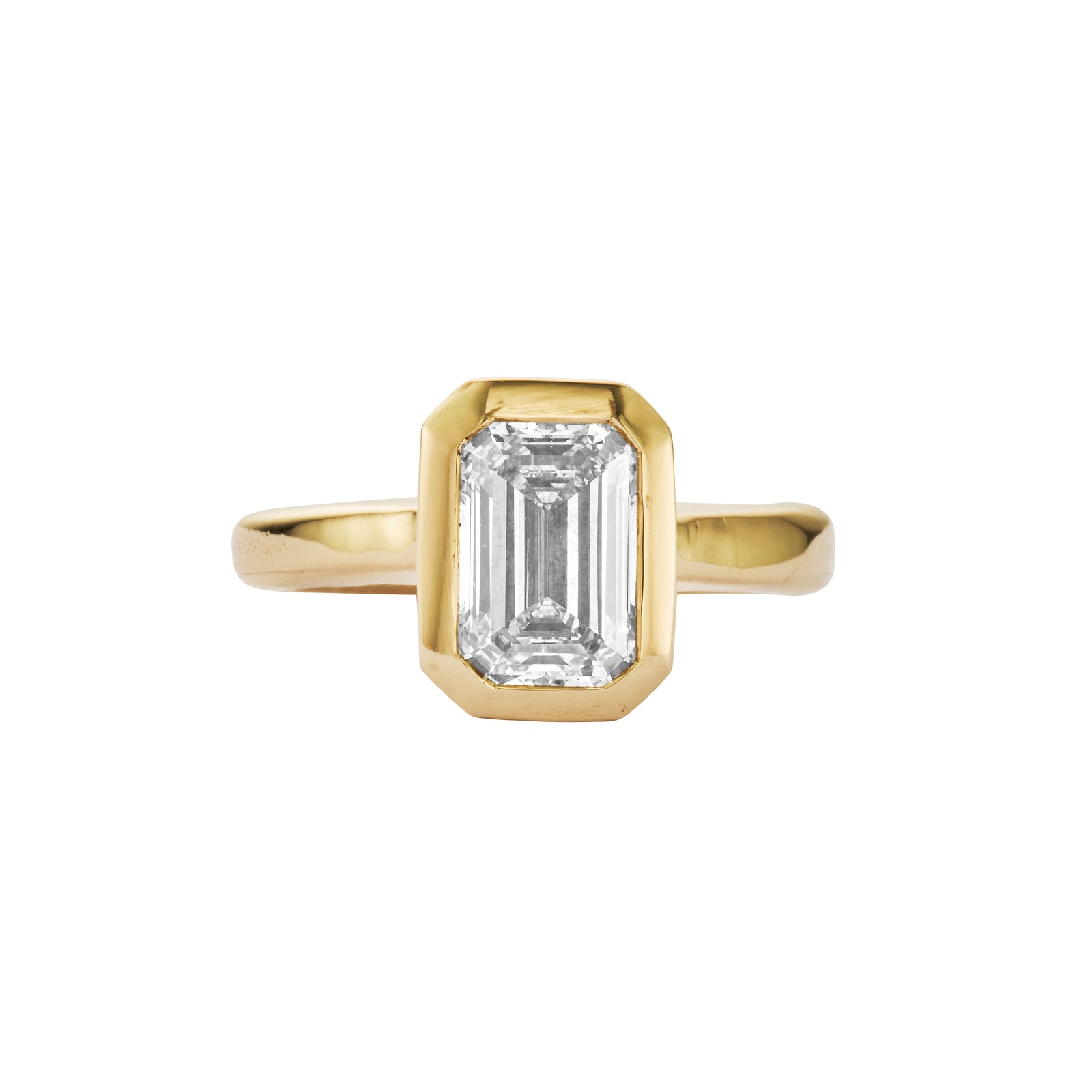 'The Heirloom' 9ct Gold Emerald 2ct Lab Grown Diamond Bezel Engagement Ring