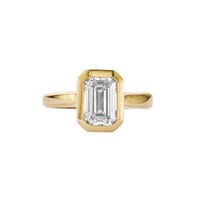 'The Heirloom' 9ct Gold Emerald 2ct Lab Grown Diamond Bezel Engagement Ring