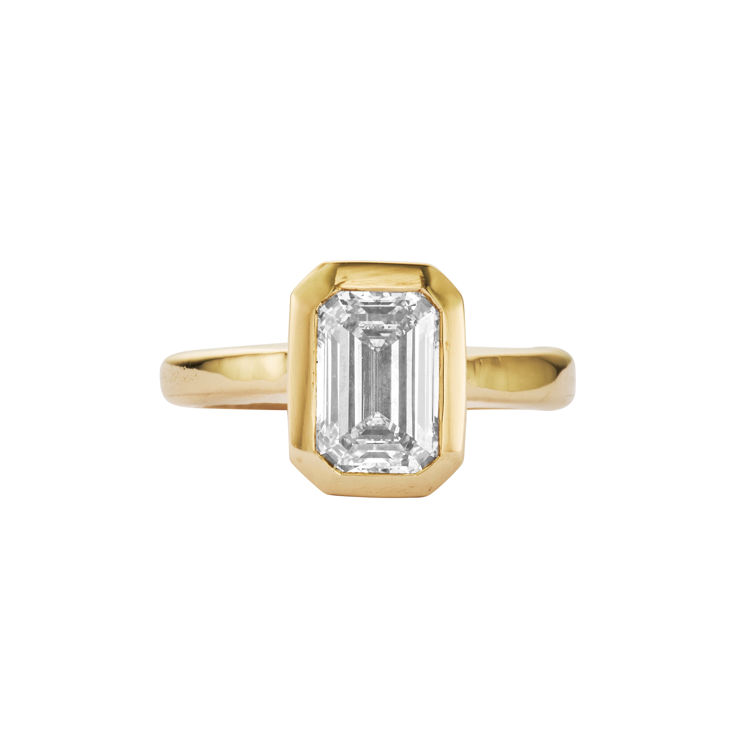 'The Heirloom' 9ct Gold Emerald 2ct Lab Grown Diamond Bezel Engagement Ring