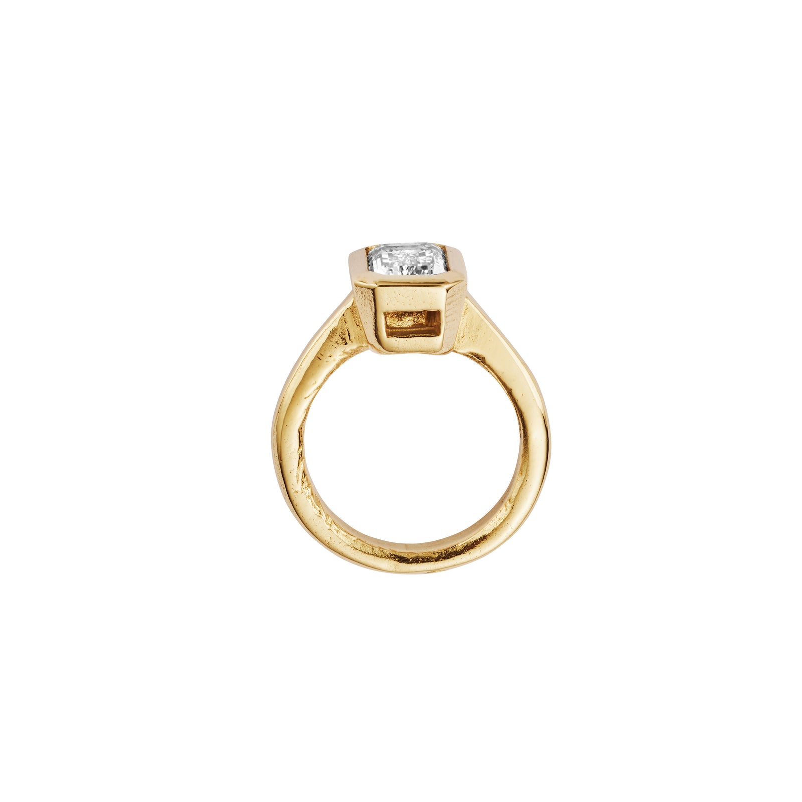 'The Heirloom' 9ct Gold Emerald 2ct Lab Grown Diamond Bezel Engagement Ring