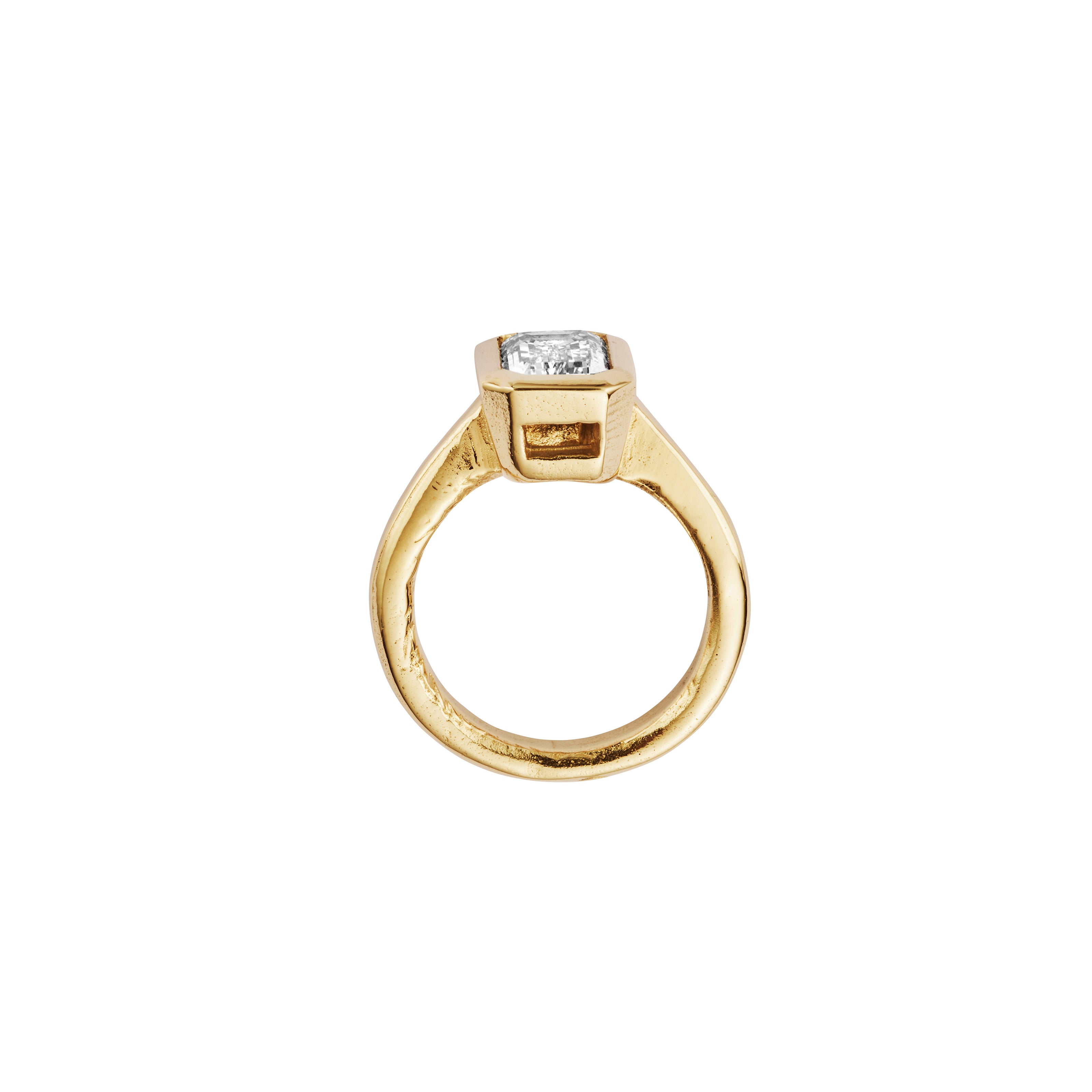 'The Heirloom' 9ct Gold Emerald 2ct Lab Grown Diamond Bezel Engagement Ring