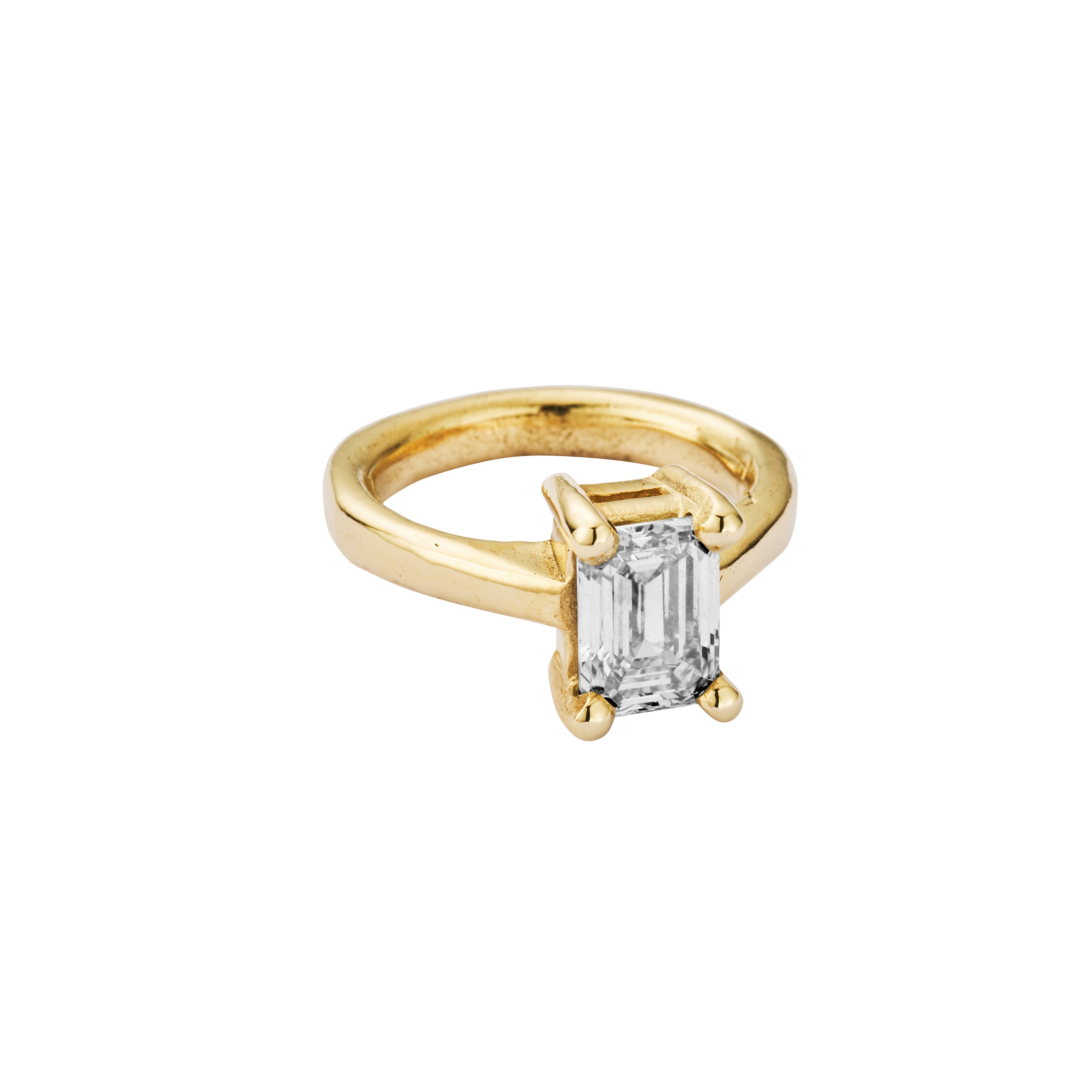 'The Heirloom' 9ct Gold Emerald 2ct Lab Grown Diamond Claw Engagement Ring