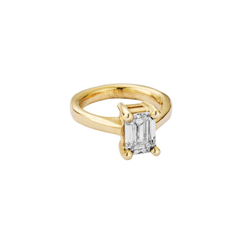 'The Heirloom' 9ct Gold Emerald 2ct Lab Grown Diamond Claw Engagement Ring