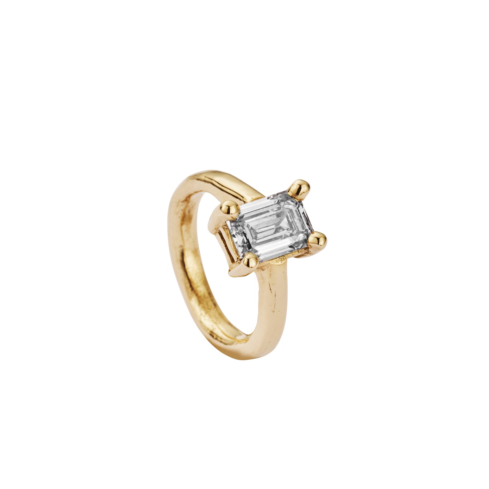'The Heirloom' 9ct Gold Emerald 2ct Lab Grown Diamond Claw Engagement Ring