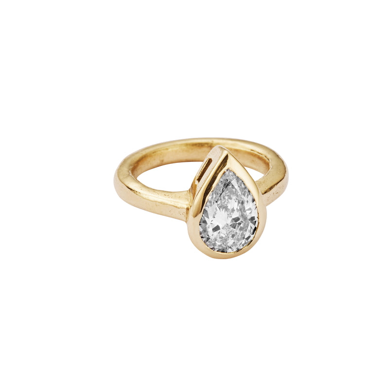 'The Muse' 9ct Gold Pear 2ct Lab Grown Diamond Bezel Engagement Ring