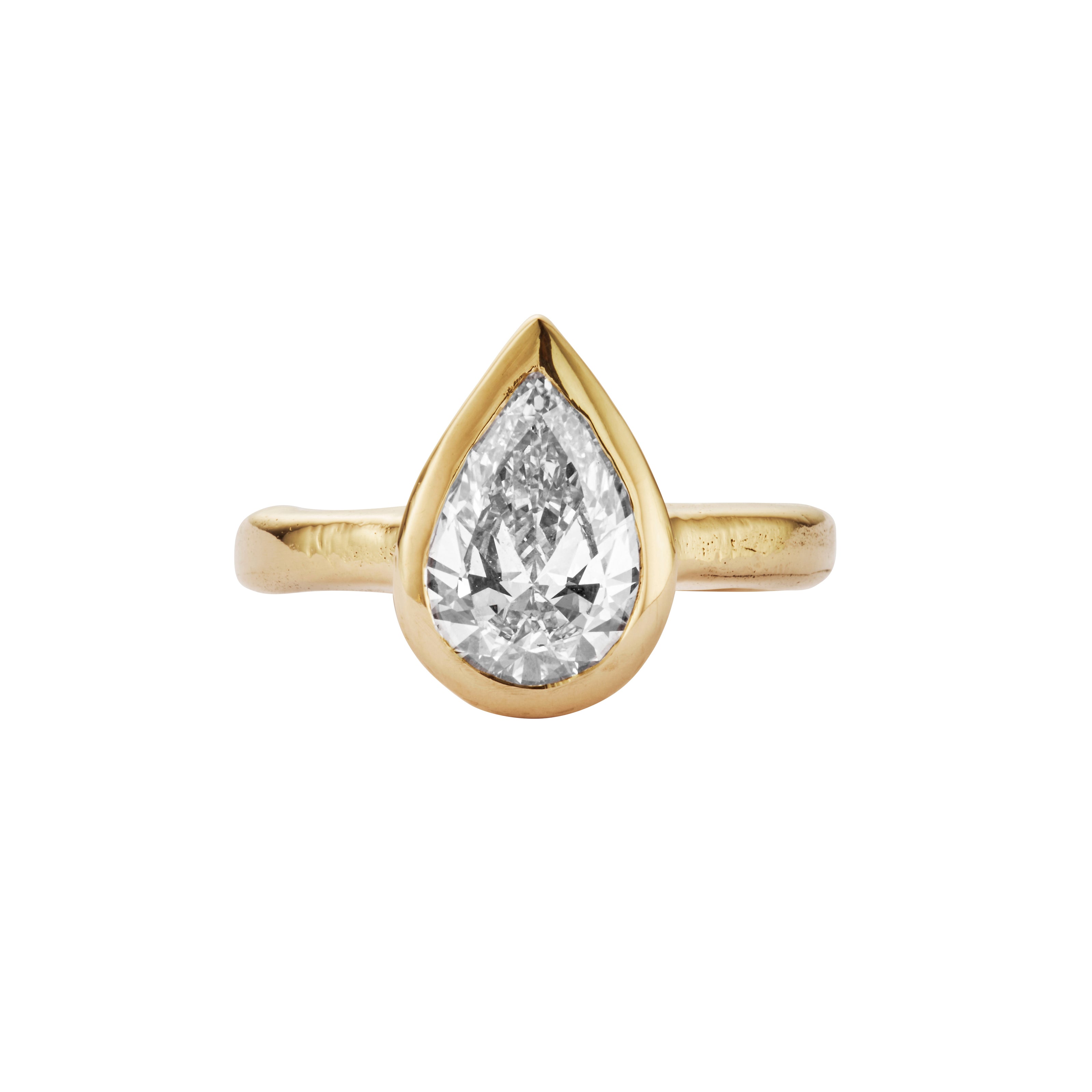 'The Muse' 9ct Gold Pear 2ct Lab Grown Diamond Bezel Engagement Ring