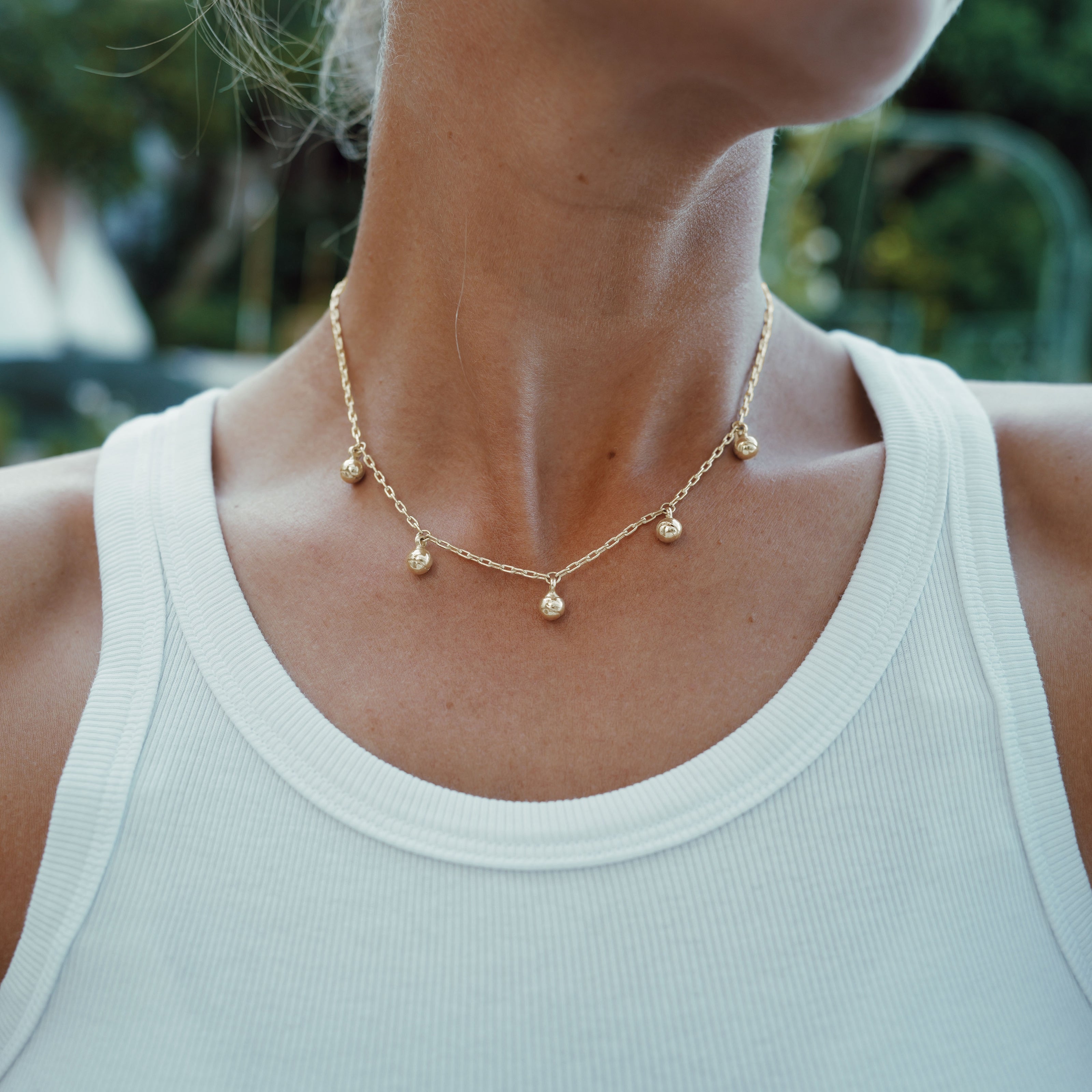 Gold Five DD Tennis Ball Necklace