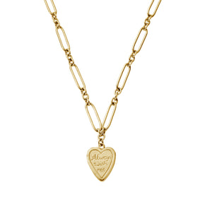 [badge Product Shown: Gold Always With Me Token Necklace]