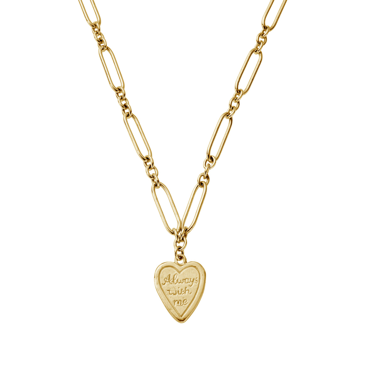[badge Product Shown: Gold Always With Me Token Necklace]