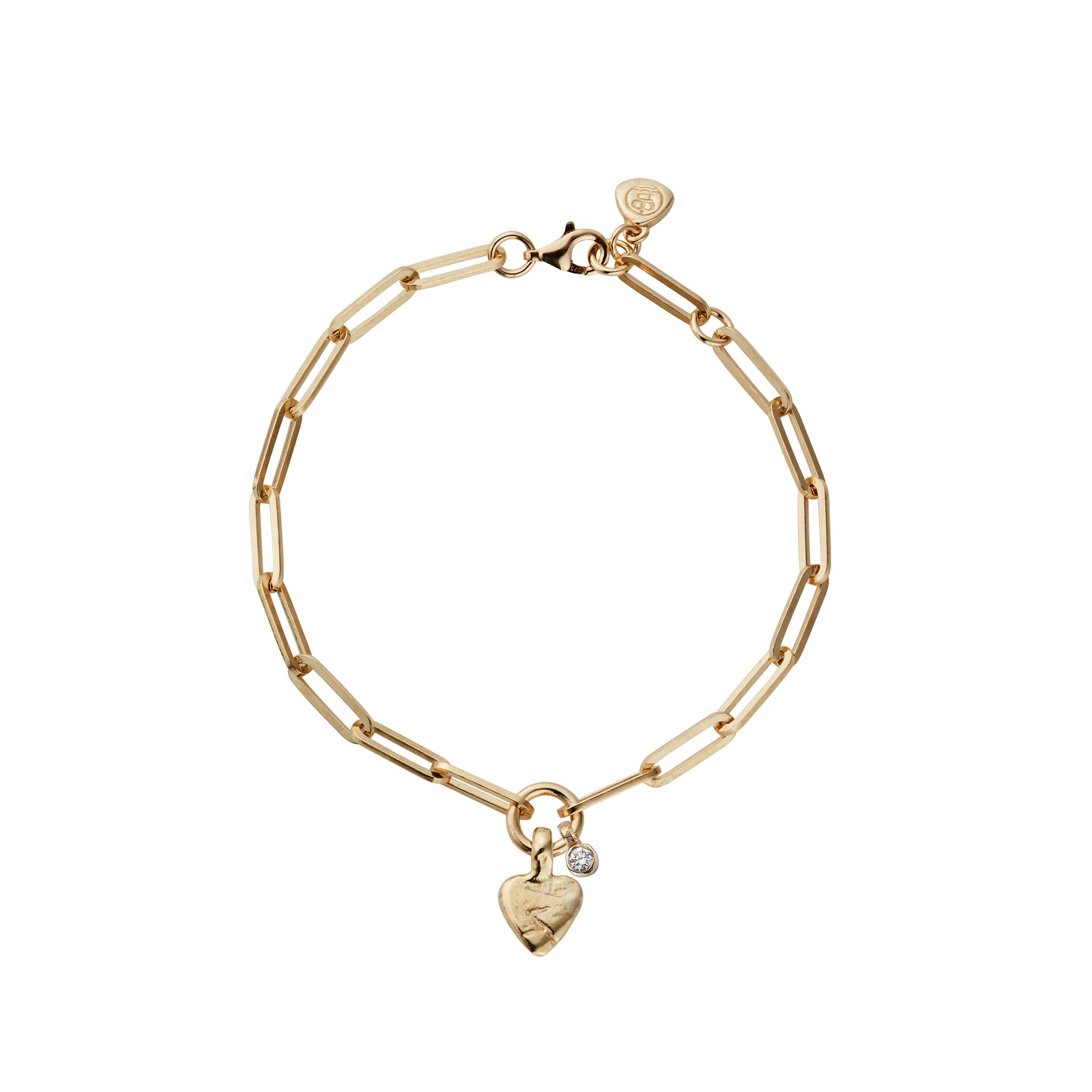 Gold Diamond Baby Heart Trace Chain Bracelet