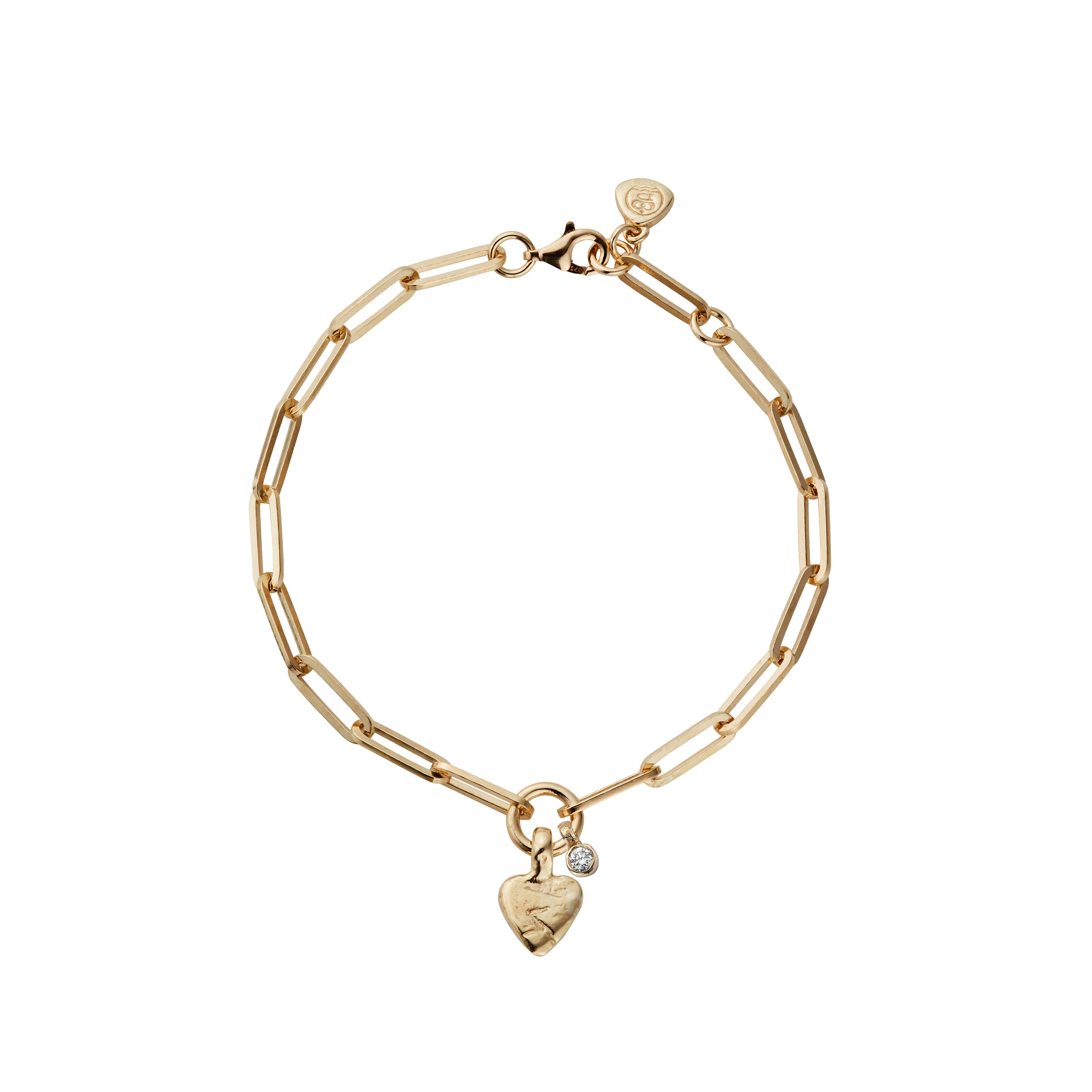 Gold Diamond Baby Heart Trace Chain Bracelet