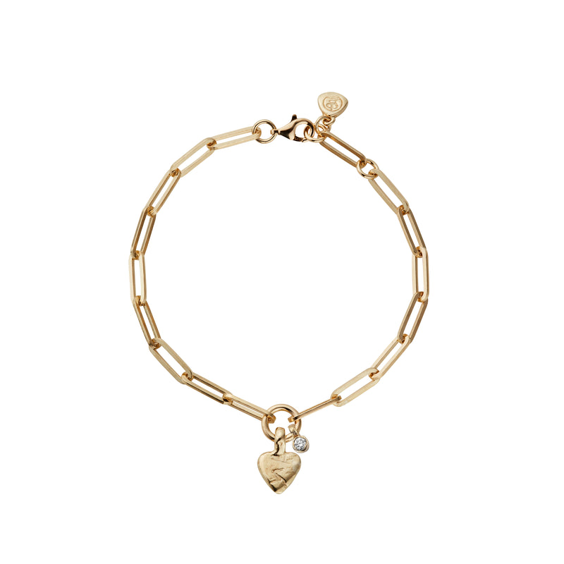 Gold Diamond Baby Heart Trace Chain Bracelet