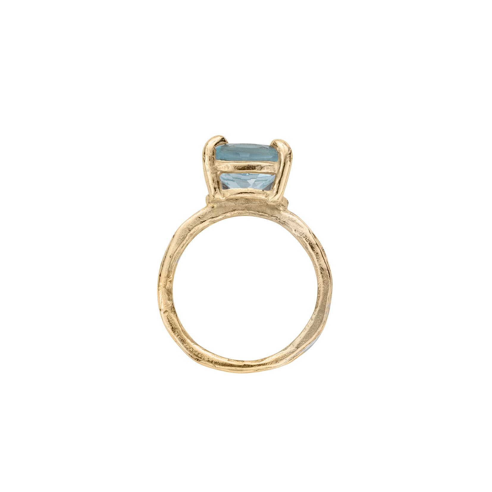 Gold Blue Topaz Claw Ring