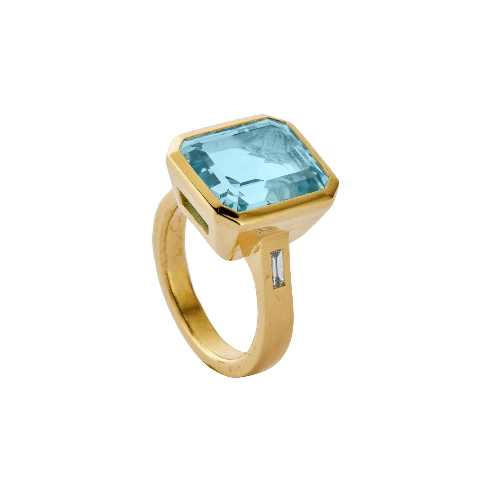 Gold Juno Blue Topaz & Diamond Ring