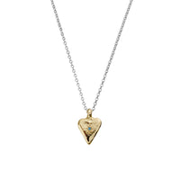 Silver & Gold Blue Topaz Mini Heart Necklace