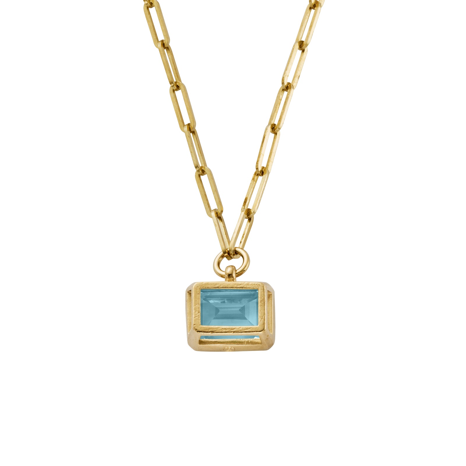 Gold Juno Blue Topaz Trace Chain Necklace
