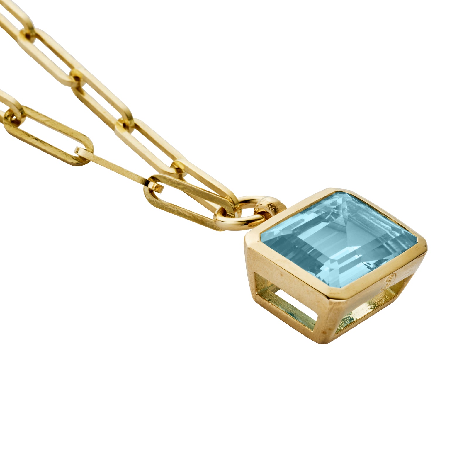 Gold Juno Blue Topaz Trace Chain Necklace