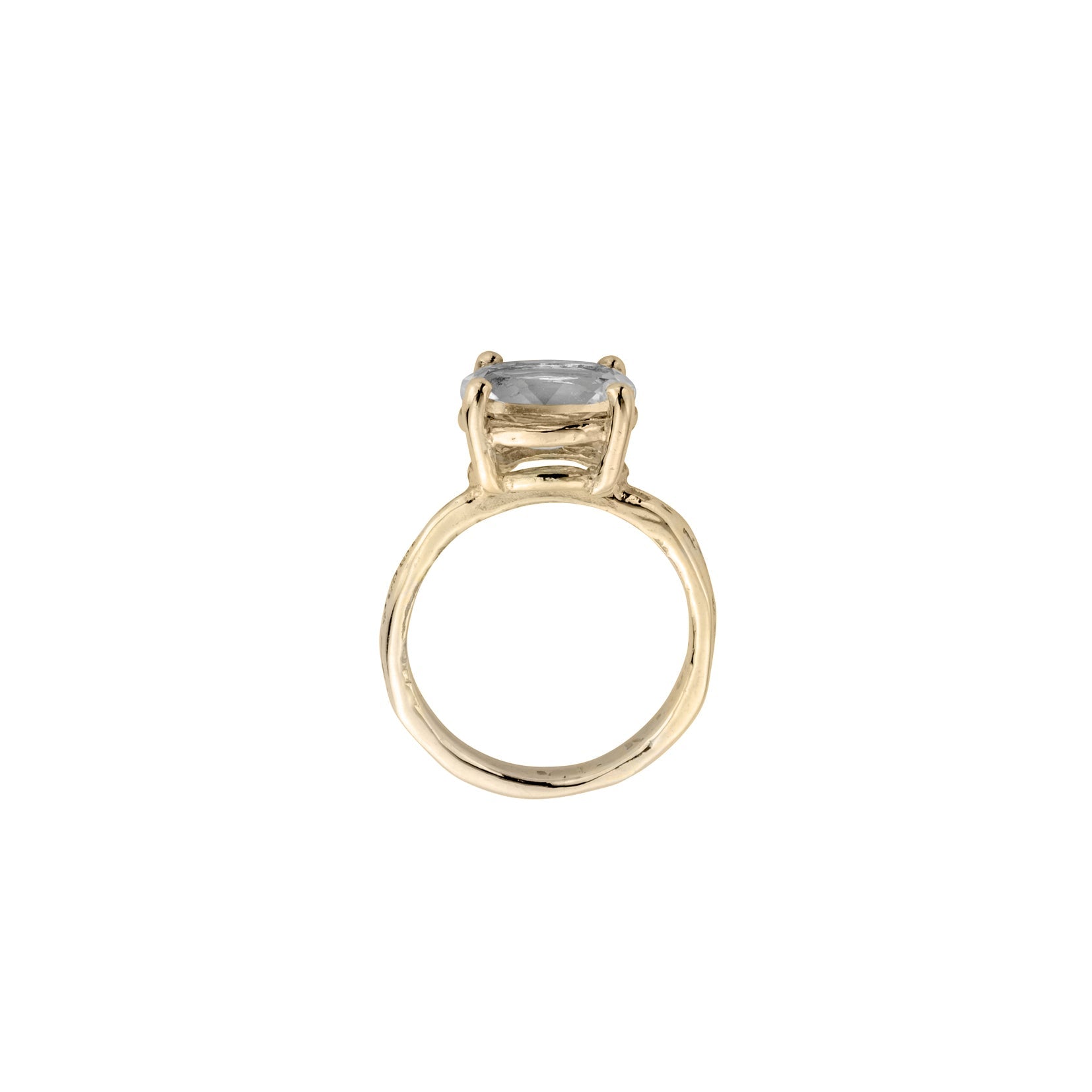 Gold Clear Quartz Claw Ring