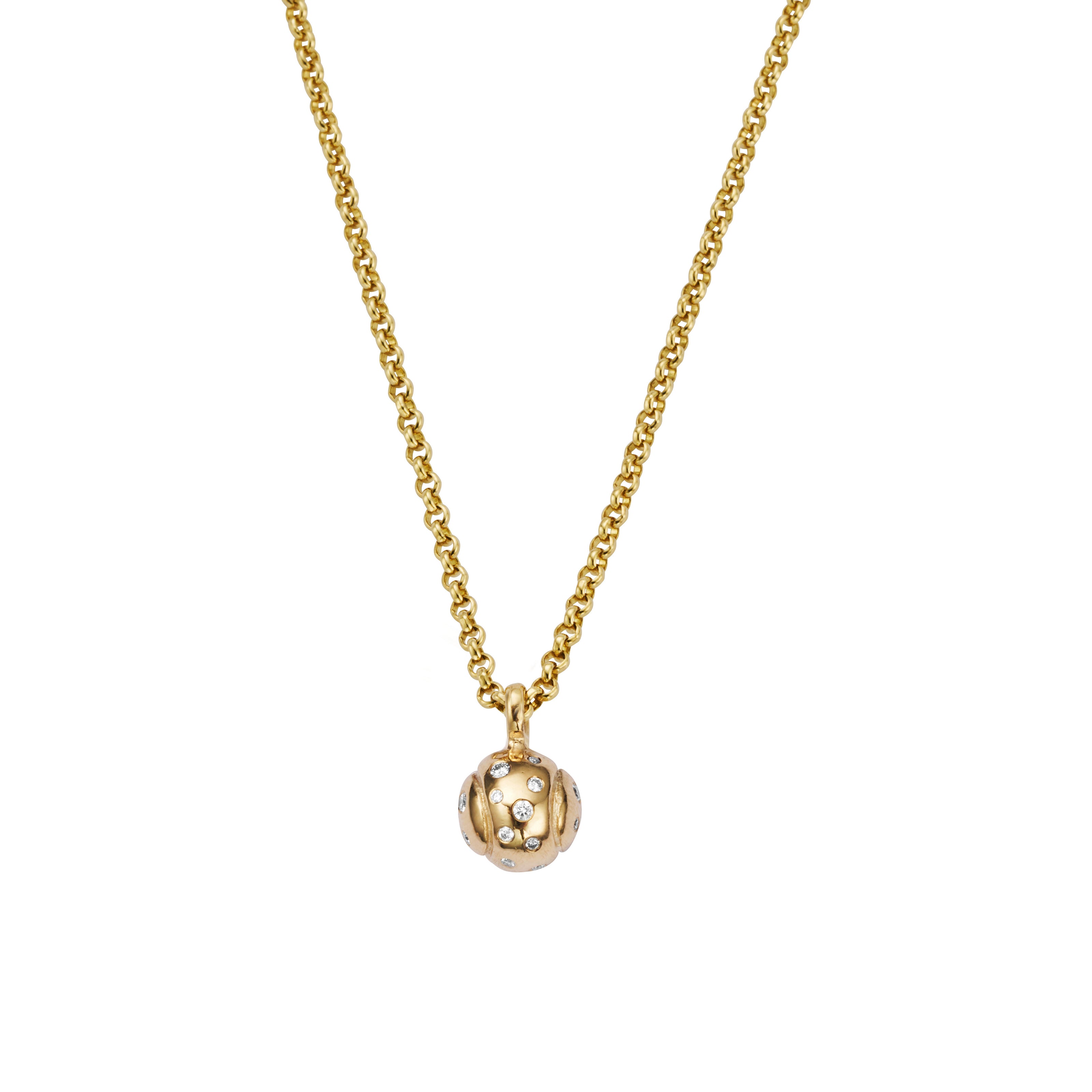 Gold DD Tennis Ball Diamond Necklace
