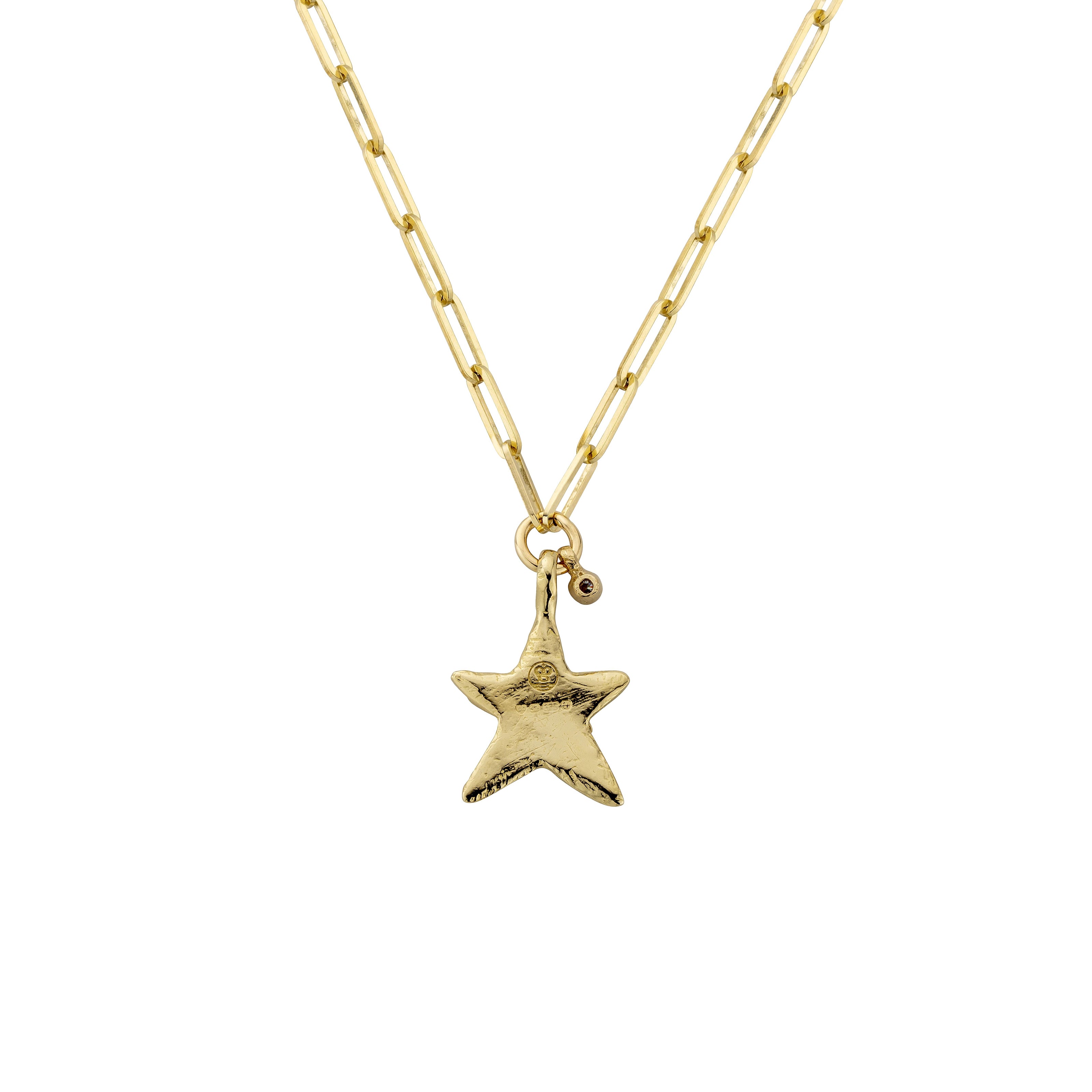 Gold Midi Star Trace Chain Necklace with Diamond