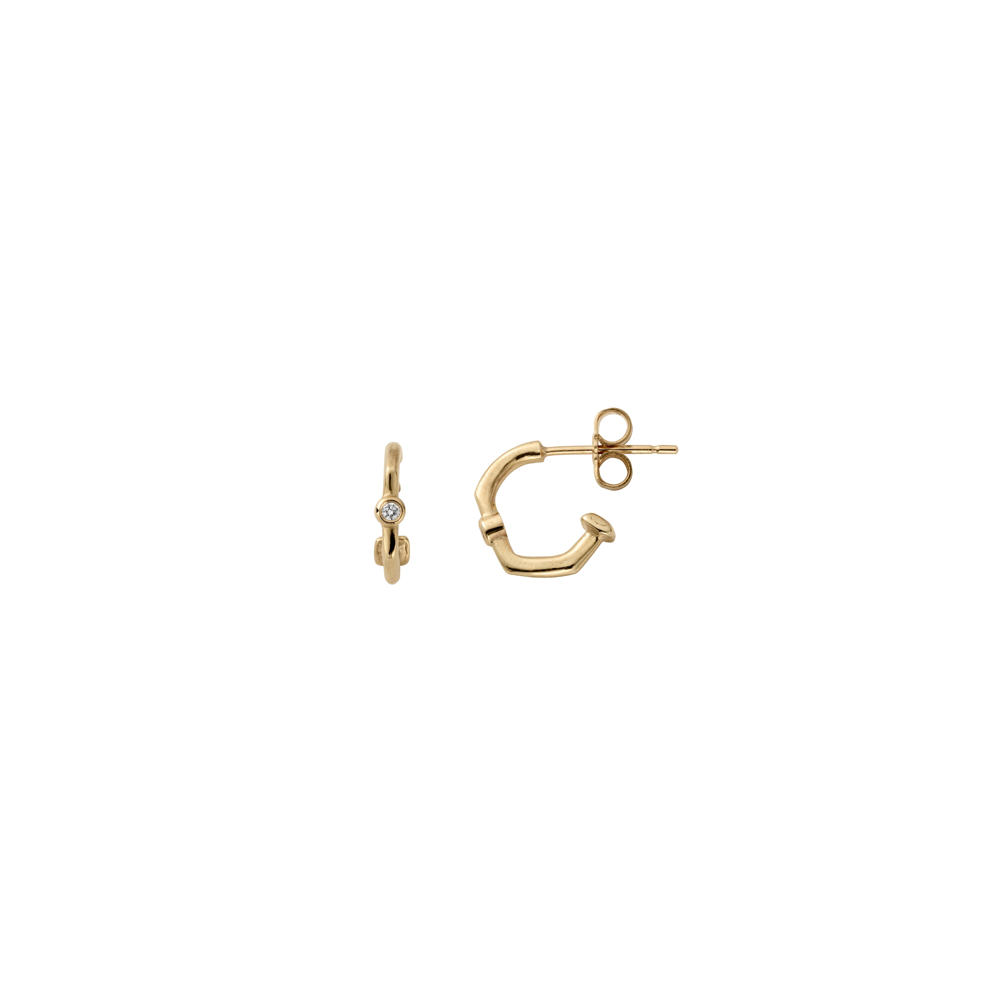 Gold Diamond Tiny Cupid Hoop Earrings