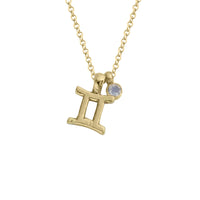 Gold Mini Gemini Horoscope & Moonstone Birthstone Necklace