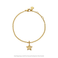 Gold Two Diamond Guiding Star Chain Bracelet