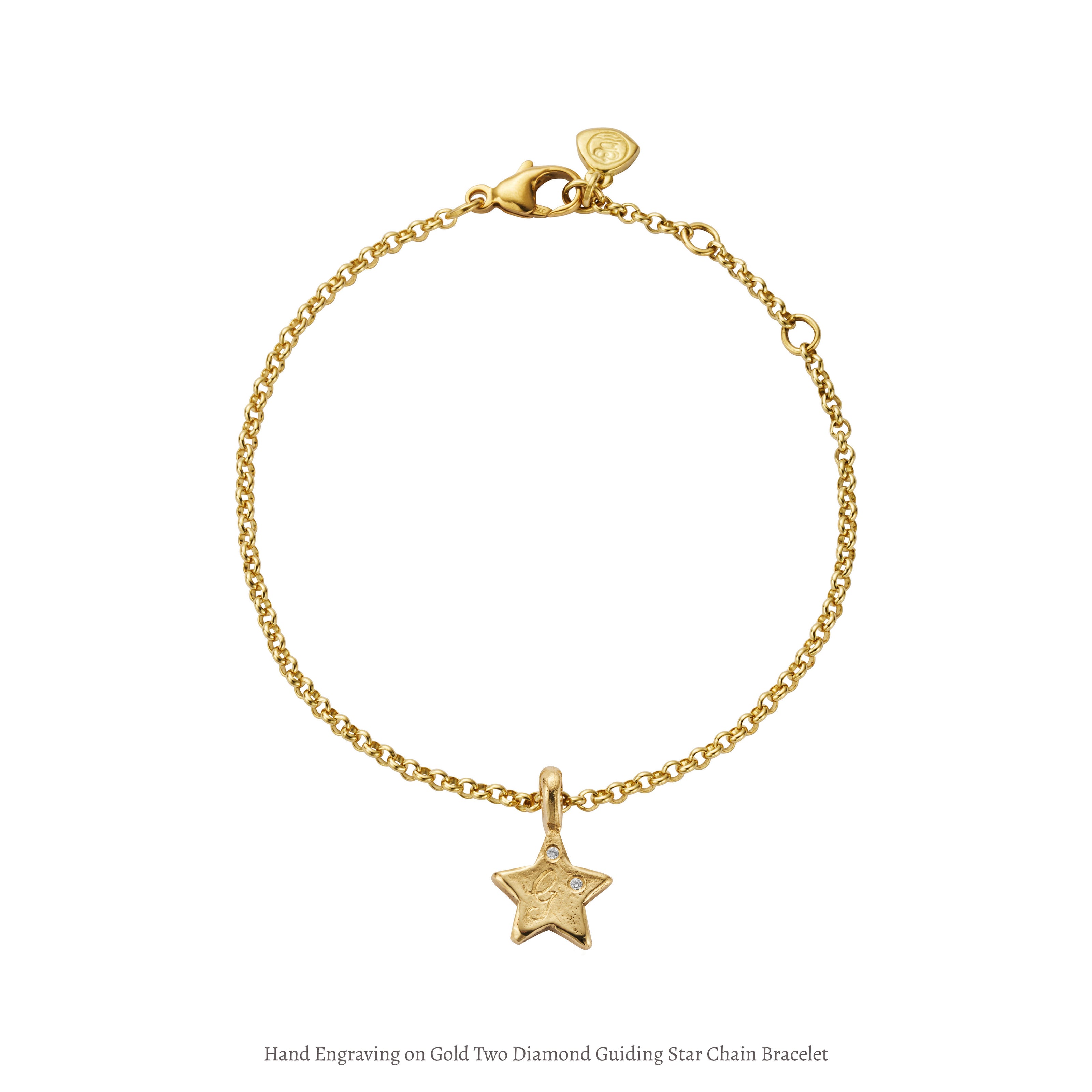 Gold Two Diamond Guiding Star Chain Bracelet
