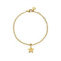 Gold Single Diamond Guiding Star Chain Bracelet
