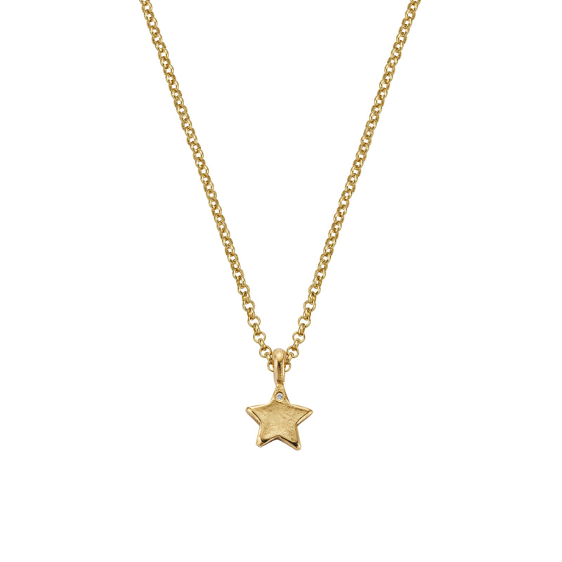 Gold Single Diamond Guiding Star Necklace