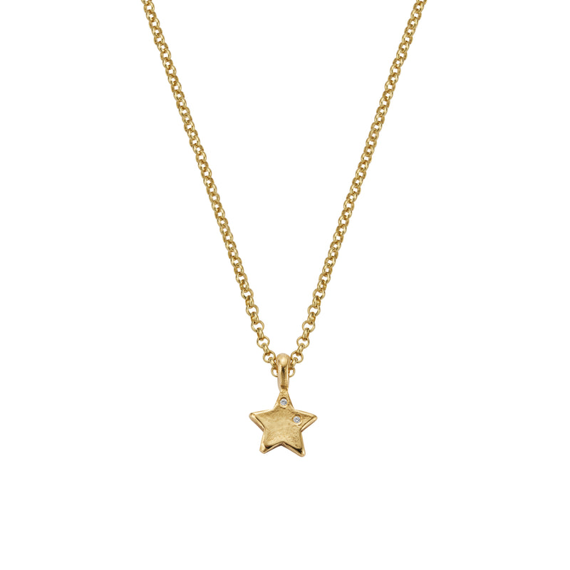 Gold Two Diamond Guiding Star Necklace