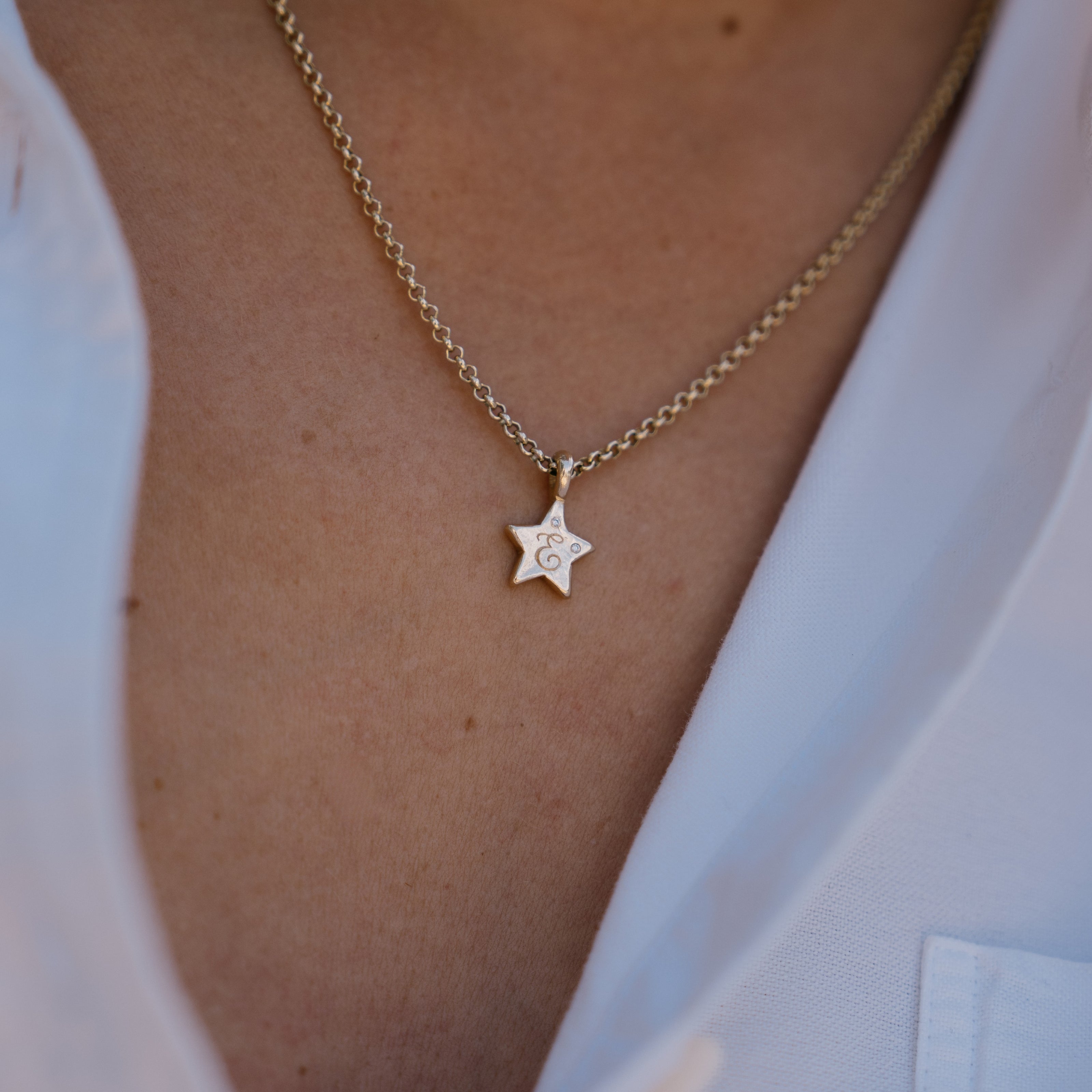 Gold Two Diamond Guiding Star Necklace