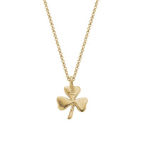 Gold Diamond 'Hope, Faith, Love' Large Shamrock Necklace