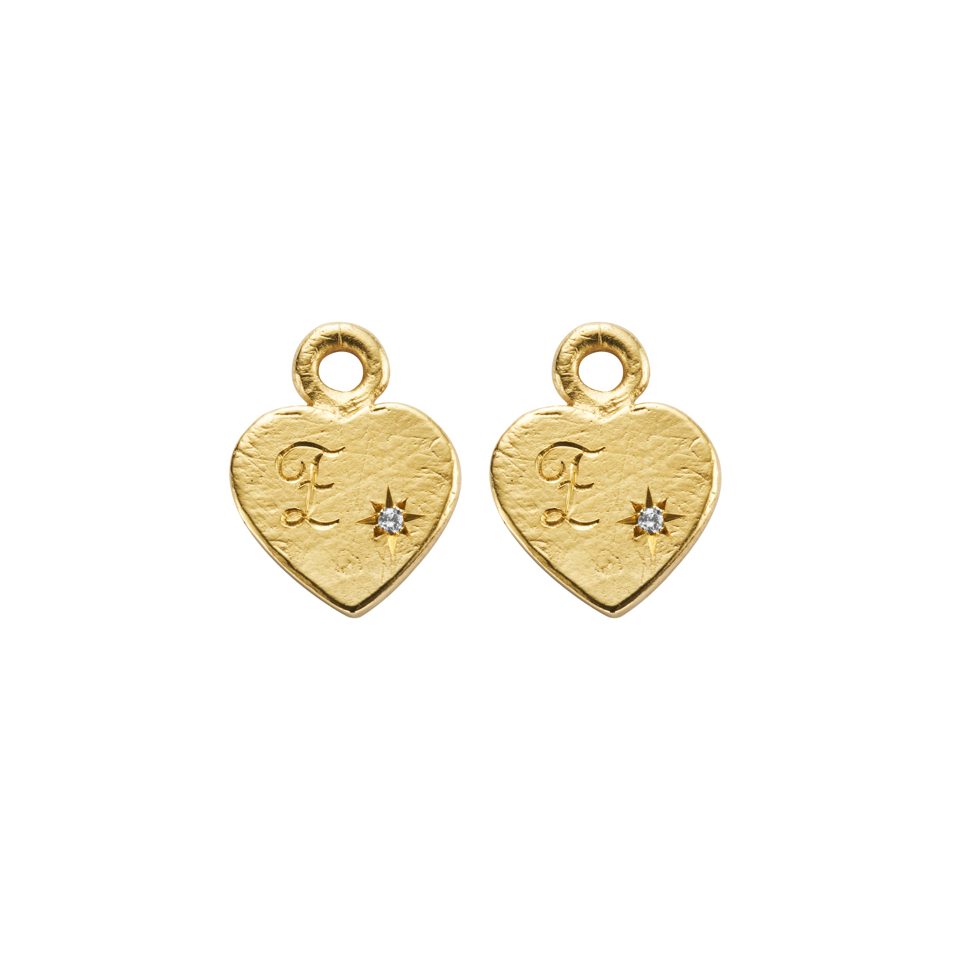 Gold Diamond Midnight Keeper's Heart Earring Charms