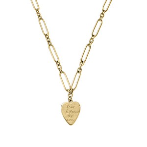 [badge Product Shown: Gold Love Lights The Way Heart Token Necklace]