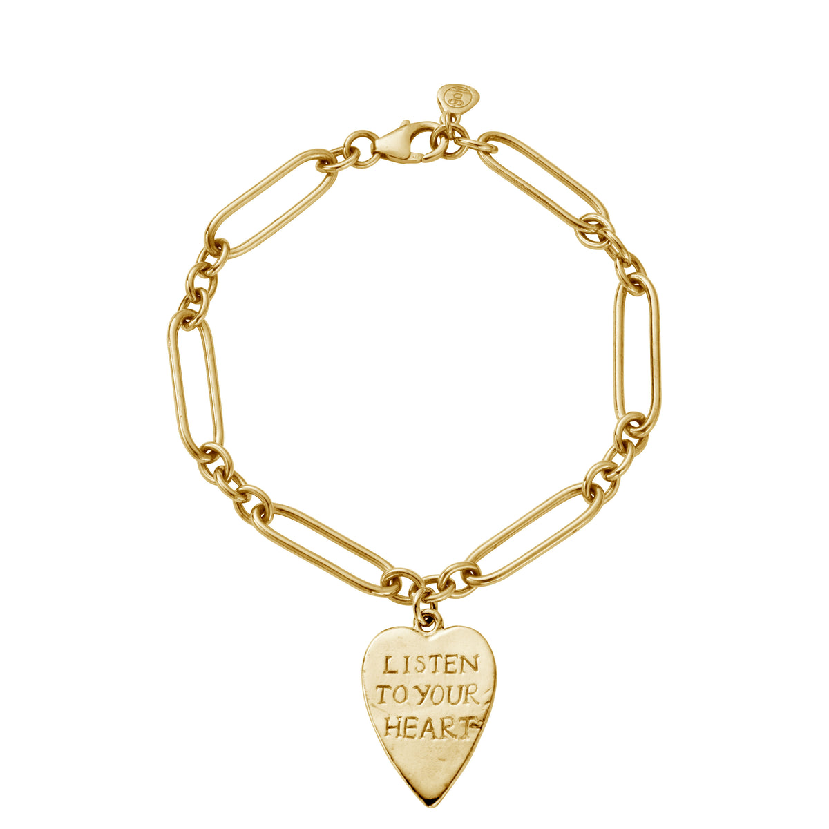 Gold 'Listen To Your Heart' Heart Token Bracelet